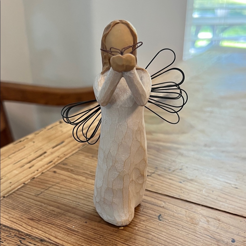Willow Tree Angel with Black Wings and Cream Dress